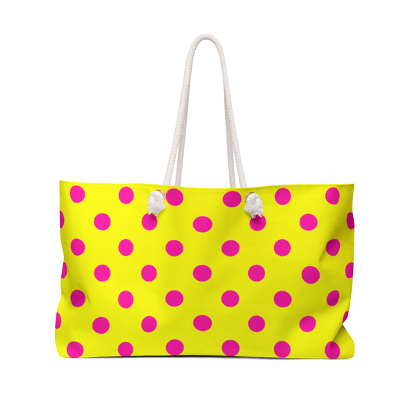 Pink and yellow polka dot Weekender Bag