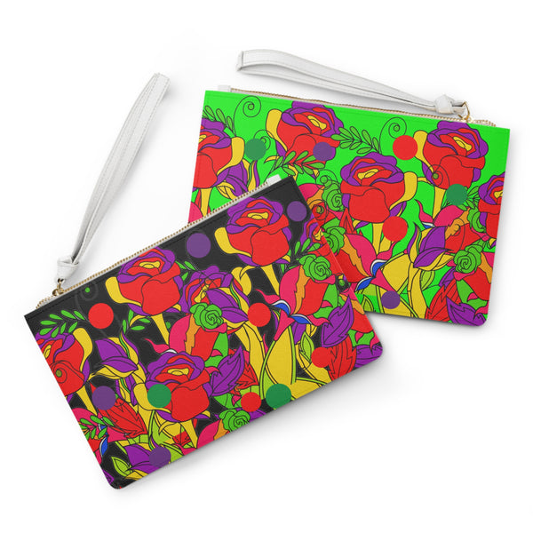 Eden Clutch Bag (Two tone dual colors green floral black floral)